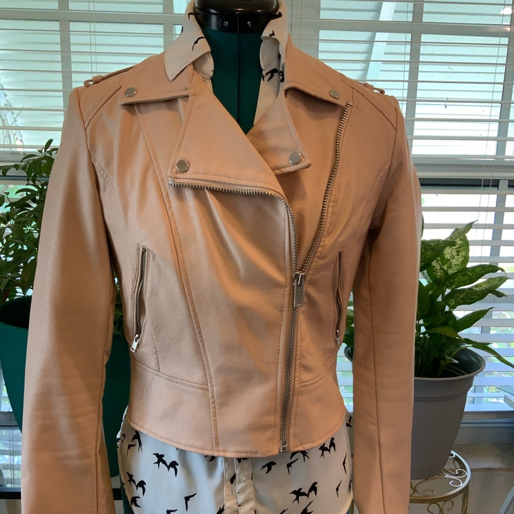 Faux leather bomber jacket